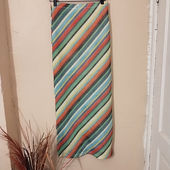 Forever 21 Striped Maxi Multicolor Women's Woven Cotton Blend Skirt Size Medium - Picture 6 of 8